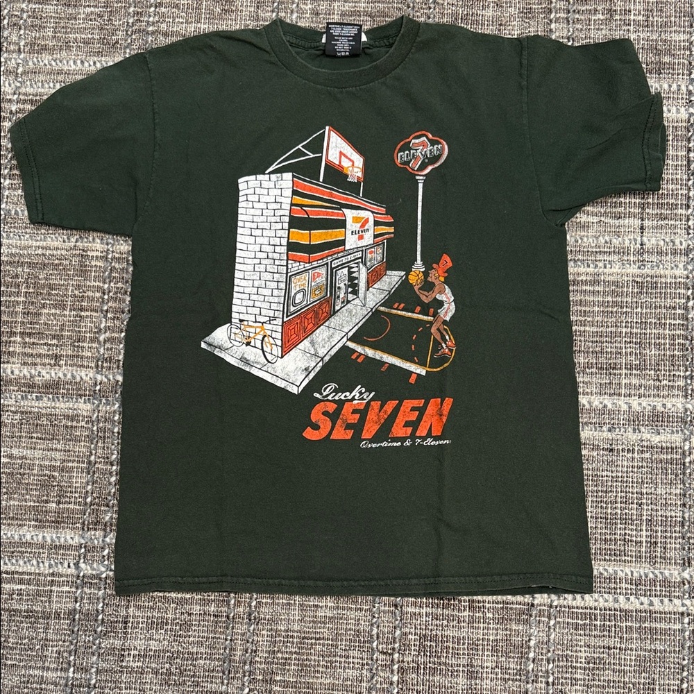 Overtime 7/11 collaboration- Lucky Seven Kids' Green Graphic Tee